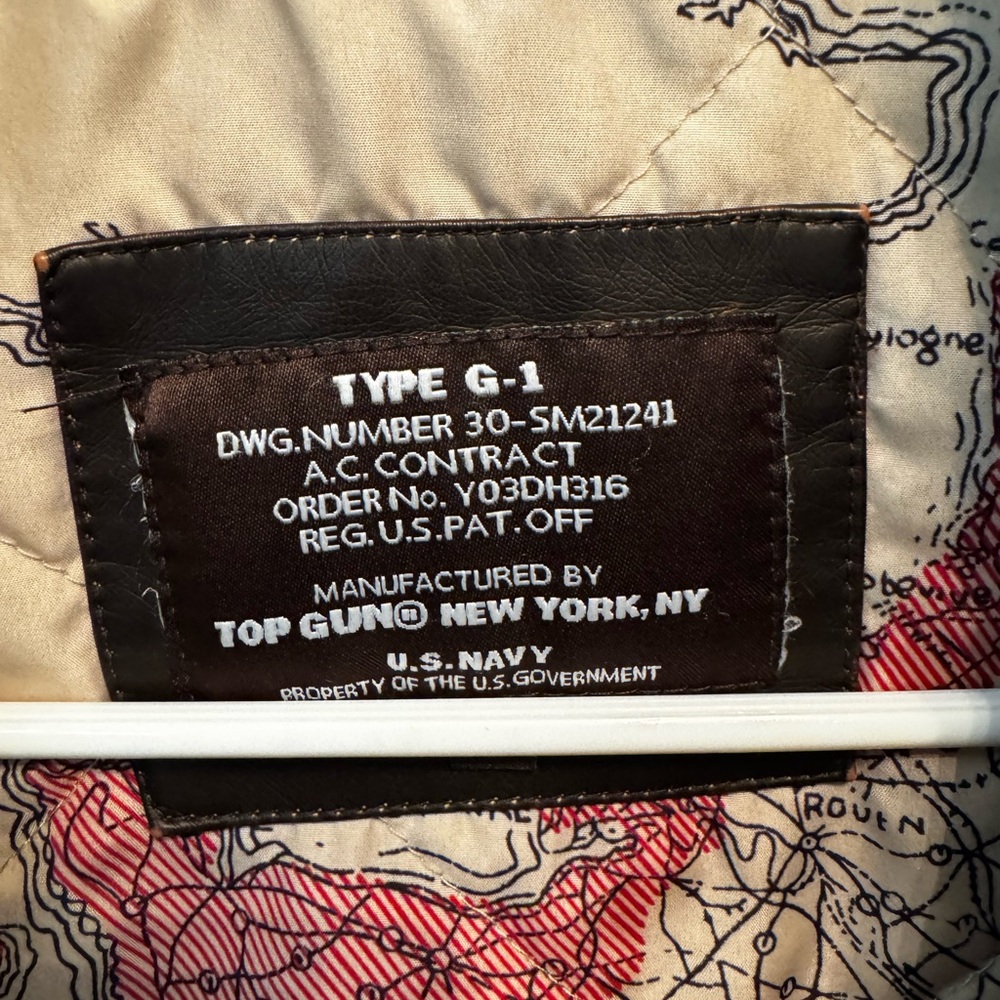 Brown Leather Aviator Bomber Jacket with Patches Top Gun size 8 - Picture 9 of 9
